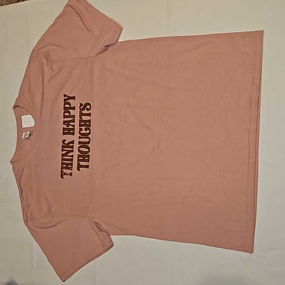 Pink XL "Think Happy Thoughts" Womens (Unisex) T-shirt